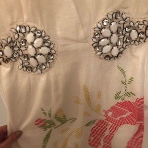KARTA White Linen Embellished Dress (S)